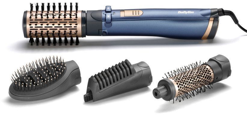 Фен-щітка Babyliss Style Pro, 1000Вт, 2 режими, іоніз-я, хол. Обдув, чохол для зберігання, кераміка, синій (392443) AS965E фото