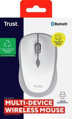 Миша Trust Yvi+ Compact Multi-Device, WL/BT/USB-A, білий (393940) 25454_TRUST фото