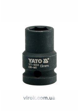 Головка торцева ударна 6-гранна YATO : квадрат 1/2", М= 13 мм, L= 39 мм