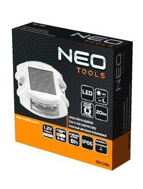 Світильник накладний сонячний NEO TOOLS 99-086, LED 20 лм, IP65, з датчиком сутінків