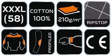 Рабочая куртка NEO TOOLS 81-219 Motosynteza, 100 % хлопок Ripstop, усиления Oxford, CE XXXL