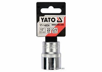 Головка торцева YATO : квадрат 1/2", SPLINE M22 мм, L= 38 мм. CrV