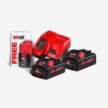 Енергокомплект MILWAUKEE, M18 HNRG-302 (+заряд.пристрій, 2 акум. M18 HB3(3Aг), 1 акум. M12 B2(2Аг)