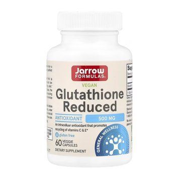 Глутатіон, Glutathione Reduced, Jarrow Formulas, зі зниженим вмістом, 500 мг, 60 веганських капсул