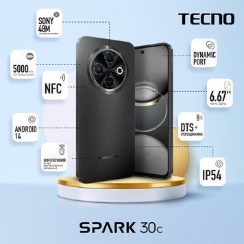 TECNO Смартфон Spark 30C (KL5n) 6.67" 4/128ГБ, 2SIM, 5000мА&bull;ч, Orbit Black 4894947051746 фото