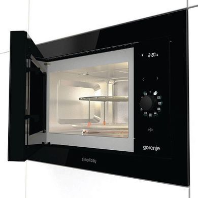 Gorenje Микроволновая печь встраиваемая Simplicity, 23л, мех. управл., 900Вт, гриль, дисплей, черный BM235G1SYB фото