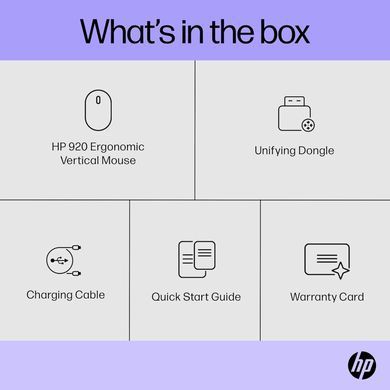 HP Мышь 920 Ergonomic Vertical, USB-A/WL/BT, чёрный 6H1A4AA фото