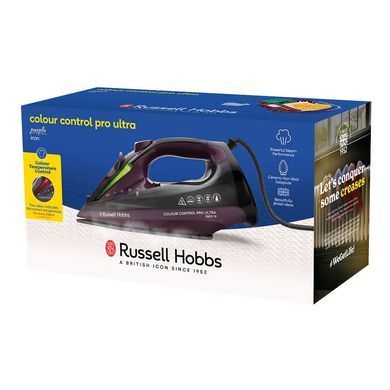 Russell Hobbs Праска Colour Control Pro Ultra, 2800Вт, 380мл, паровий удар -195гр, самоочищення, індик.температури, керам. підошва, сіро-фіолетовий (382633) 27281-56 фото
