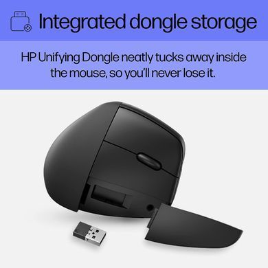 HP Мышь 920 Ergonomic Vertical, USB-A/WL/BT, чёрный 6H1A4AA фото