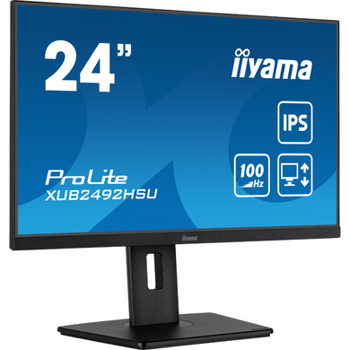 23.8" 16:9 IPS РК монітор, 1920х1080, 0.4 мс (MPRT), 100 Гц, FreeSync, 1xHDMI/1xDP/4xUSB 3.2, SP 2x2 IIYAMA XUB2492HSU-B6 3722950 фото
