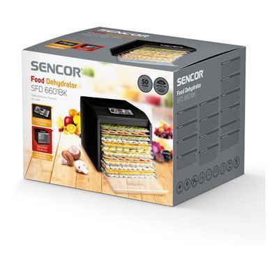 Sencor Сушарка для продуктів, 500Вт, поддонов -2x33см, диаметр-33см, макс-70&deg;С, сітка для ягід в компл., алюміній, пластик, чорний (371684) SFD6601BK фото