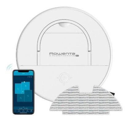 Rowenta Робот-пилосос миючий X-Plorer S130AI Animal & Allergy, 2700ПаВт, h=8см, 0.5л, конт пил -0.15л, автон. робота до 120хв, білий (362076) RR9077WH фото