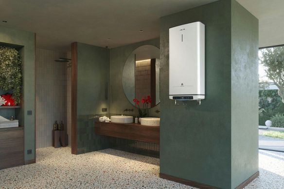 Водонагреватель электр. Ariston плоский слим VELIS PRO DRY WIFI 80 EU, 80л, 2*1,5кВт, сух тен, ун. монтаж, электр. упр-ние, B, Италия, Белый 3100909 фото