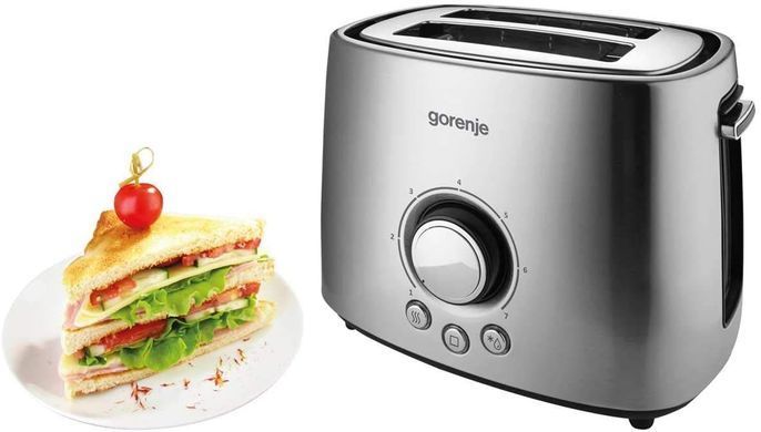 Gorenje Тостер, 1000Вт, пластик-метал, нерж. (271312) T1000E фото