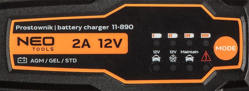 Зарядний пристрій для акумуляторів Neo Tools 11-890 12В, 2 А/35 Вт (AGM, GEL) 11-890 фото