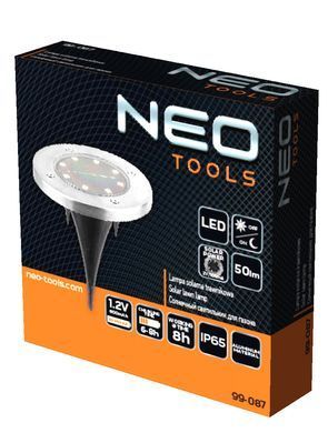 Газонний світильник на сонячній батареї NEO TOOLS 99-087, LED 50 лм, IP65, з датчиком сутінків