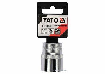 Головка торцева YATO : квадрат 1/2", SPLINE M24 мм, L= 38 мм. CrV