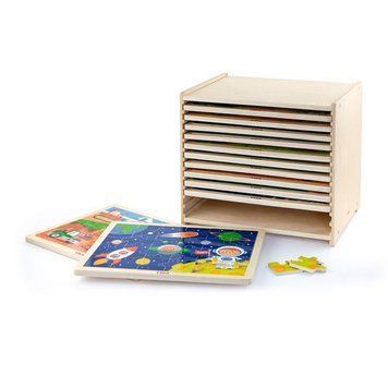Набір дерев'яних пазлів Viga Toys з 24 ел. зі стійкою для зберігання 12 шт. (51428) dt_984 фото