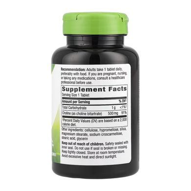 Choline 500 mg - 100 tabs Natu Холін 500 мг Nature's Way &mdash; Печінка та пам'ять