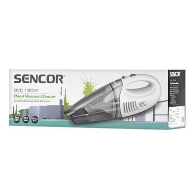 Пылесос Sencor автомобильный, 450Вт, конт пыль -0.5л, автон. раб. до 15мин, вес-1.5кг, белый SVC190W фото
