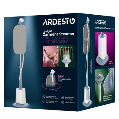 Отпариватель Ardesto вертикальный IR-S18B, 1800Вт, 1800мл, доска, нерж. сталь, белый+серый IR-S18B фото