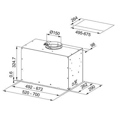 Franke Витяжка вбудовувана Box Flush EVO, 70см, 1120м3г, FBFE WH MATT A70, білий матовий (364073) 305.0665.367 фото