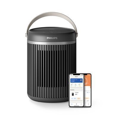 Philips Тепловентилятор Series 3000, 20м2, 2000Вт, електр. упр-ння, керамич.нагрів.елемент, Wi-Fi, темно-сірий (381557)