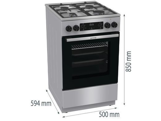 Gorenje Плита комби, 70л, 50x60см, дисплей, чугун, нерж GKS5C70HXF фото