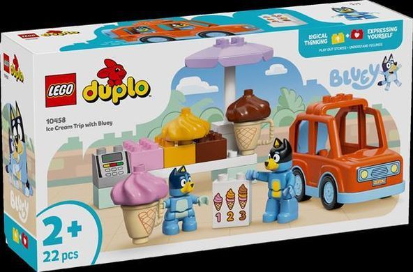 Конструктор LEGO DUPLO Bluey Путешествие с мороженым вместе с Блуи 22 детали (10458)