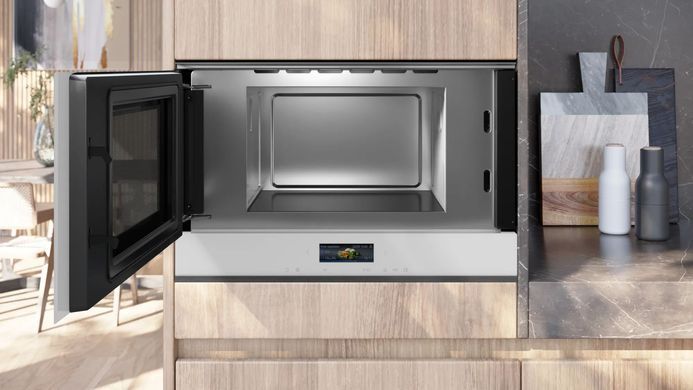 Siemens Микроволновая печь встраиваемая, 21л, электронное управление, 900Вт, дисплей, белый BF722L1W1 фото