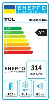 TCL Холодильник SBS, 177х92х63см, 2 дв., Х- 322л, М- 181л, A++, NF, диспенсер, нерж (384757) RP503SXE1UA фото