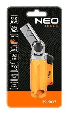 Газовый паяльник Neo Tools пьезоподжиг, 1200&deg;C, объем 12.6г, 0.286кг (19-905)