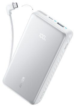 Портативное зарядное устройство Anker - 20000 mAh 22.5W Built-In USB-C Cable White (7227885)