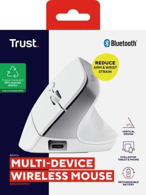 Миша Trust Bayo+ Multidevice Ergonomic, BT/WL/USB-A, біла (393947) 25399_TRUST фото