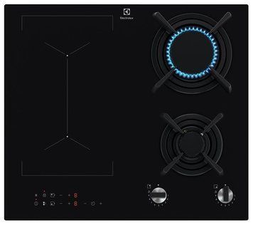 Electrolux Варочная поверхность комбинированная (2 газ + 2 инд), 60см, расширенная зона, чугун, черный KDI641723K фото