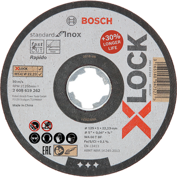 Круг абразивний відрізний Bosch X-Lock Standart for Inox 125x22,2 мм 2608619262