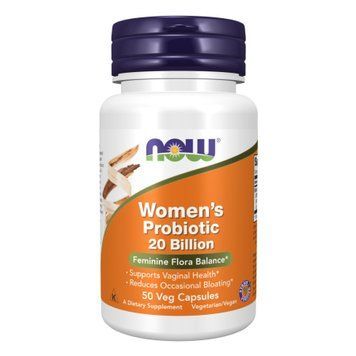 Пробіотики для жінок, Woman's Probiotic, Now Foods, 20 млрд КУО, 50 рослинних капсул