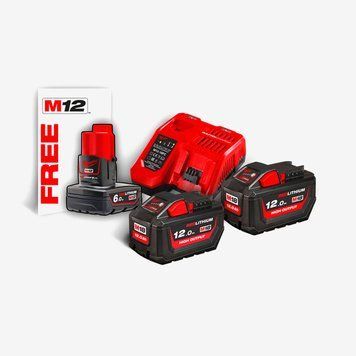 Енергокомплект MILWAUKEE, M18 HNRG-122 (+ заряд.пристрій, 2 акум. M18 HB12(12Aг), 1акум. M12 B6(6Аг)