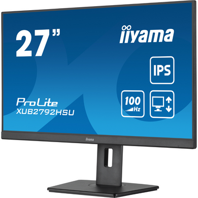 27" 16:9 IPS РК монітор, 1920х1080, 0.4 мс (MPRT), 100 Гц, FreeSync, 1xHDMI/1xDP/4xUSB 3.2, SP 2x2 В IIYAMA XUB2792HSU-B6 3722954 фото