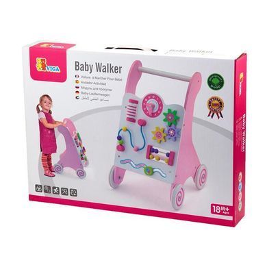 Ходунки-каталка Viga Toys с бизибордом розовый (50178) dt_721 фото