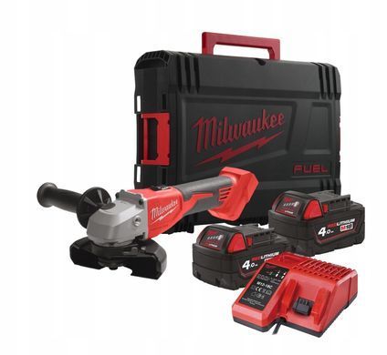 Болгарка (кутова шліфмашина) акумуляторна MILWAUKEE, M18 BLSAG125X-402X, &Oslash;125мм (+ заряд.пристрій, 2 акум.Х 4Аг, HDкейс) 4933492644 фото