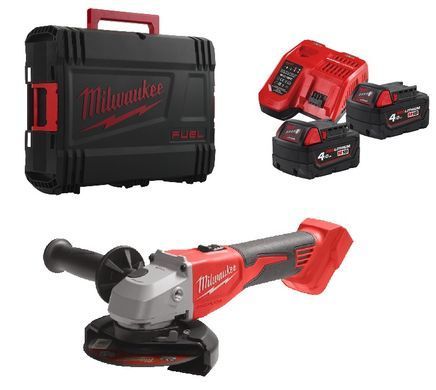 Болгарка (кутова шліфмашина) акумуляторна MILWAUKEE, M18 BLSAG125X-402X, &Oslash;125мм (+ заряд.пристрій, 2 акум.Х 4Аг, HDкейс) 4933492644 фото