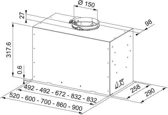 Franke Витяжка вбудовувана, 70см, 1250м.куб/год, Box Flush Basic FBFE BK A70, чорний (385619) 305.0728.431 фото