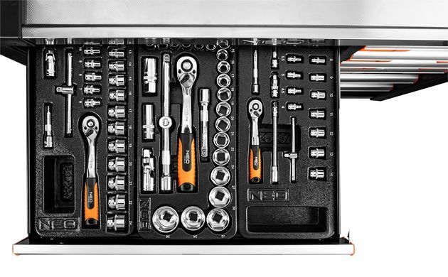 Візок для інструментів Neo Tools PRO 84-225+G з 12 ящиками та набором професійних інструментів 84-225+G фото
