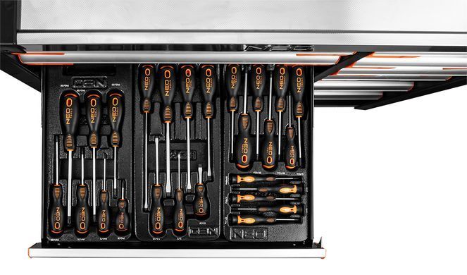 Візок для інструментів Neo Tools PRO 84-225+G з 12 ящиками та набором професійних інструментів 84-225+G фото