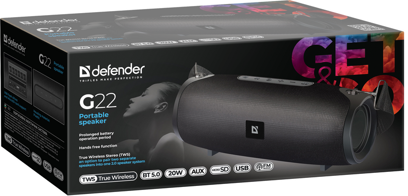 Портативная акустика DEFENDER (65122) G22 20Вт, черный 65122 фото