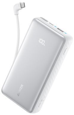 Портативное зарядное устройство Anker - 10000 mAh 22.5W Built-In USB-C Cable White (7227886)
