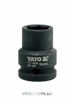 Головка торцева ударна 6-гранна YATO : квадрат 1/2", М= 16 мм, L= 39 мм
