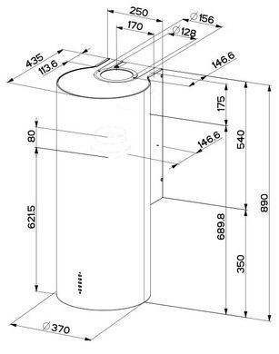 Faber Вытяжка купольная, 37см, 1169м3ч, Cylindra Plus Wh Gloss A37, белый глянцевый 335.0492.565 фото