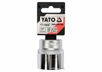 Головка торцева YATO : квадрат 1/2", SPLINE M32 мм, L= 45 мм. CrV